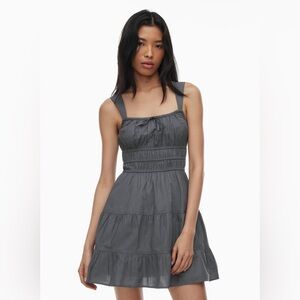 Aritzia dress. Sun dress. 100% cotton. Like new. Grey navy blue. Midi style